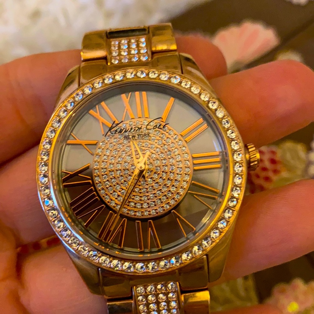 NWT Kenneth Cole Rose Gold and Rhinestone Watch